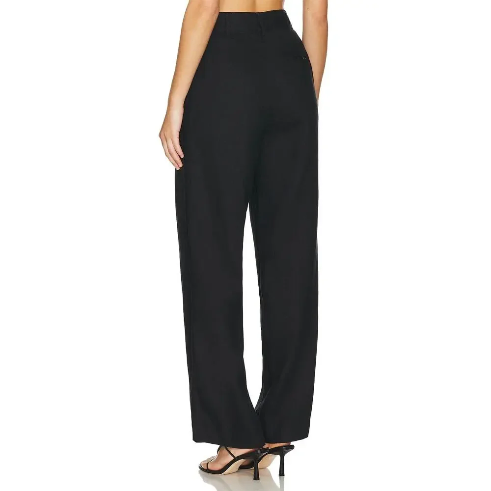 Posse Presley Linen Wide Leg Trouser Pants High Rise Pleated Minimalist Y2k XS
